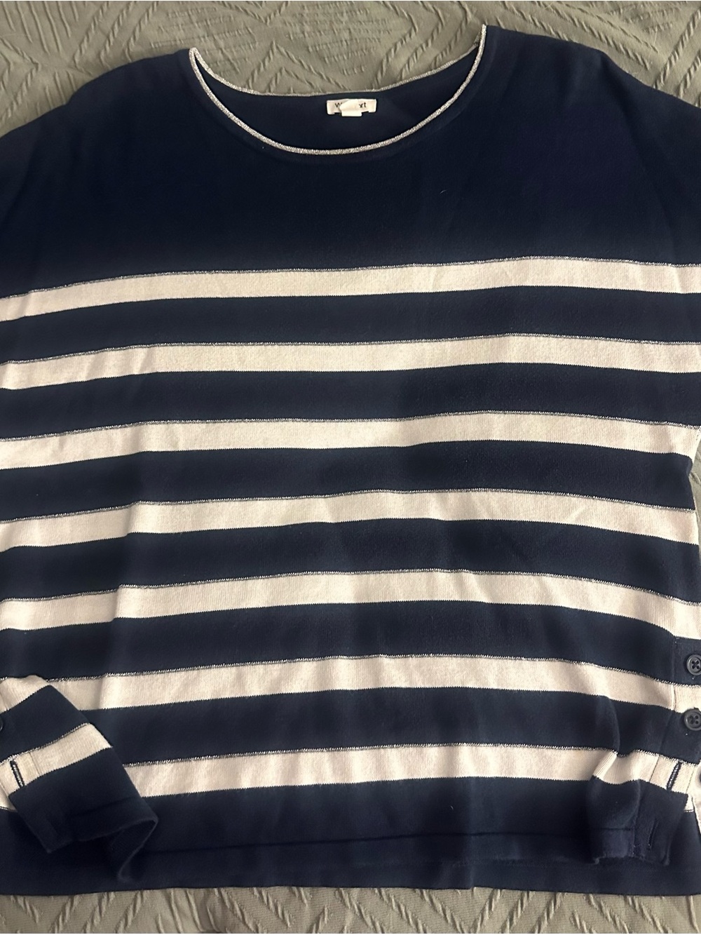 Westport Navy and White Striped Crewneck Sweater